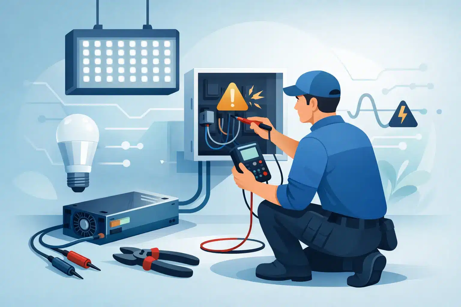 How to Troubleshoot LED Power Faults Safely